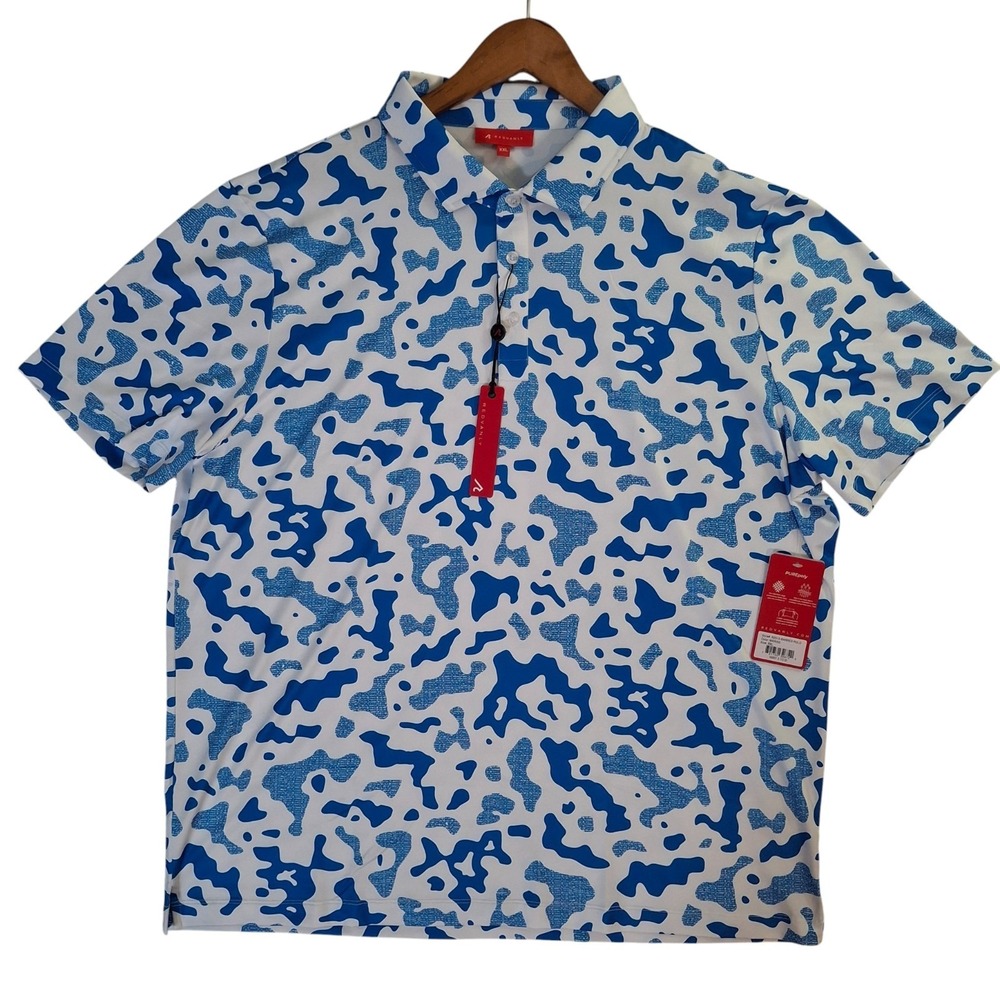 Redvanly Barres Polo Shirt Men's 2XL‎ Marine Blue Camo Performance Stretch NWT